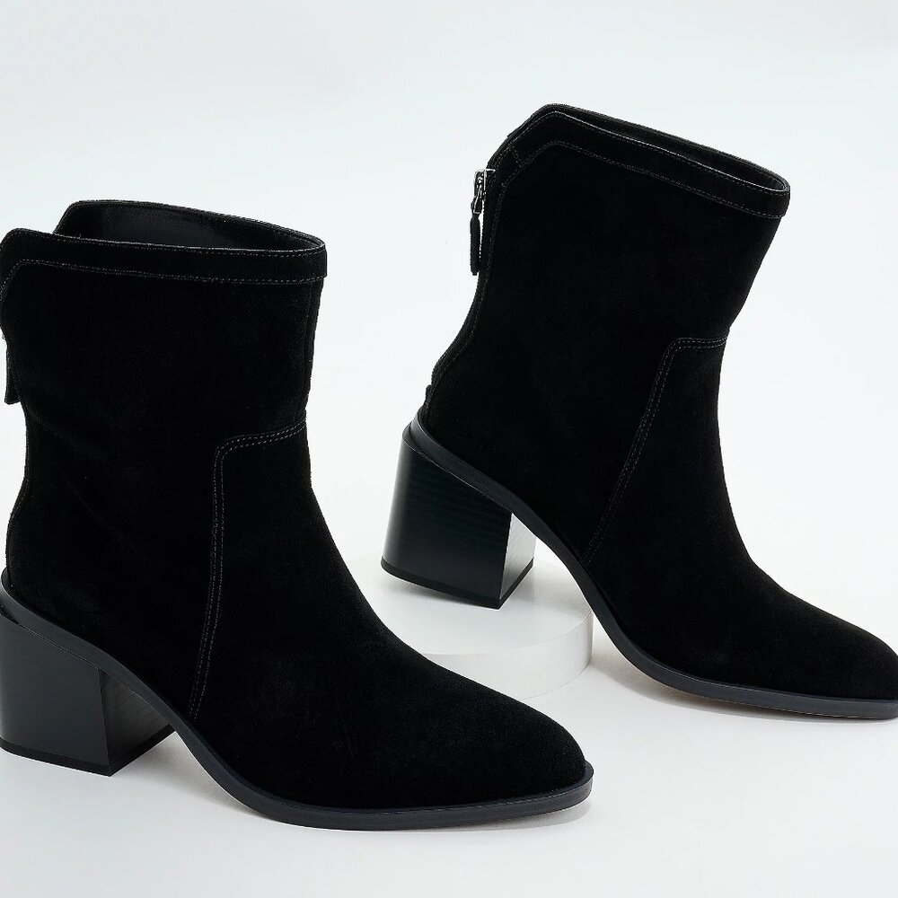 Vince Camuto Water-Repellent Suede Mid-Shaft Boots Kortimy Black 7.5W